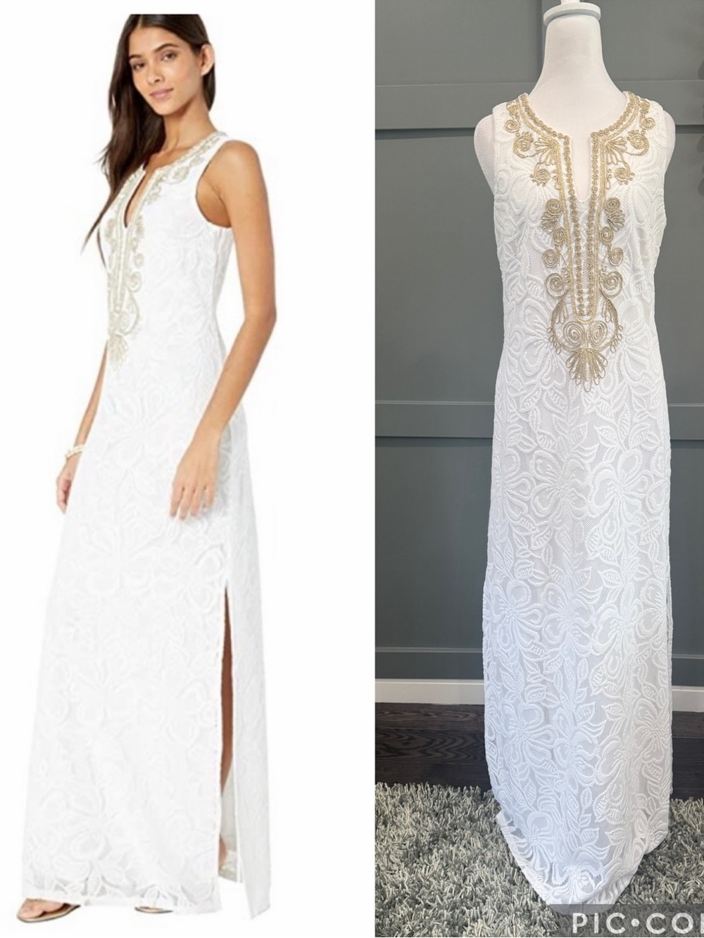 LILLY PULITZER Carlotta Maxi Dress In Resort White Wildflower Stripe Lace sz 6